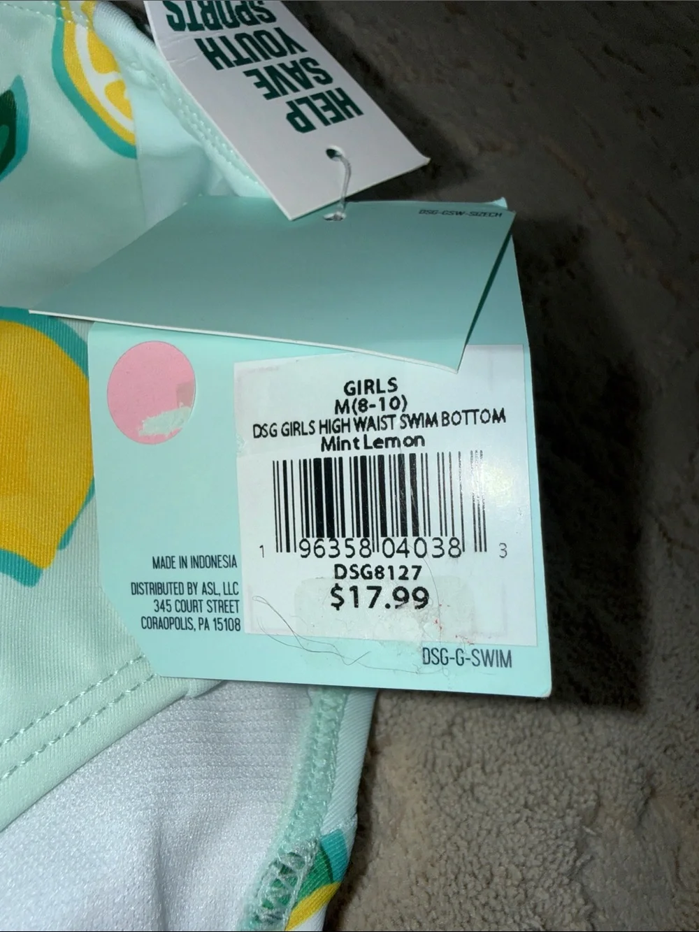 DSG High-Waist Lemon Print Bikini Bottoms - Mint, Yellow & Green